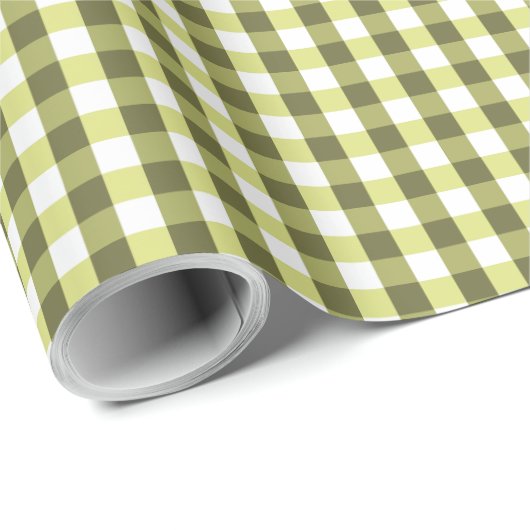 Vishy Geruite Spring Green White Plaid Cadeaupapier (Rol Hoek)