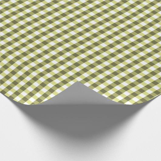 Vishy Geruite Spring Green White Plaid Cadeaupapier (Hoek)