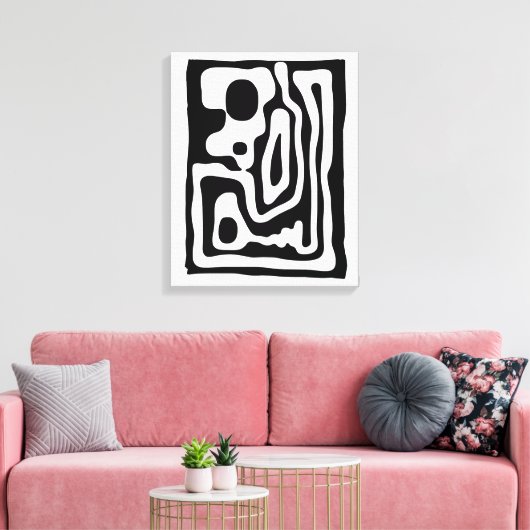 Visie Grip: Abstract Zwart & Wit Canvas Afdruk (Insitu (Woonkamer))