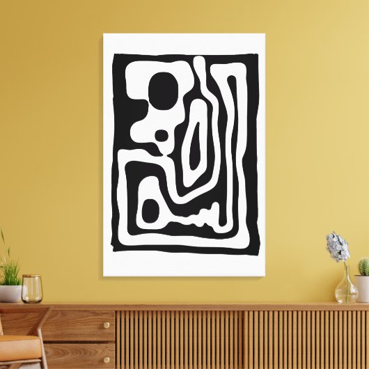 Visie Grip: Abstract Zwart & Wit Canvas Afdruk (Insitu (Woonkamer))