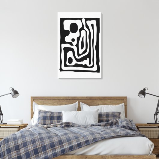 Visie Grip: Abstract Zwart & Wit Canvas Afdruk (Insitu (Slaapkamer))