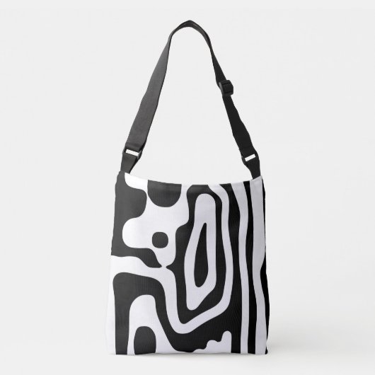 Visie Grip: Abstract Zwart & Wit Crossbody Tas (Voorkant)