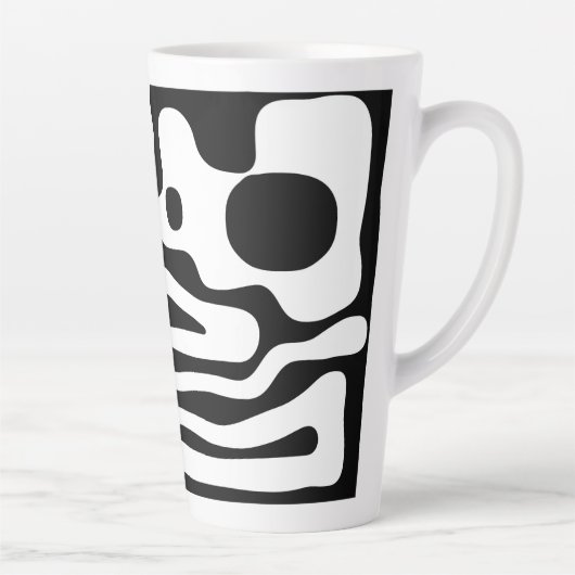 Visie Grip: Abstract Zwart & Wit Latte Mok (Rechts)