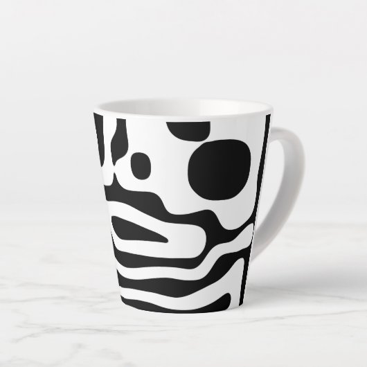 Visie Grip: Abstract Zwart & Wit Latte Mok (Rechterhoek)
