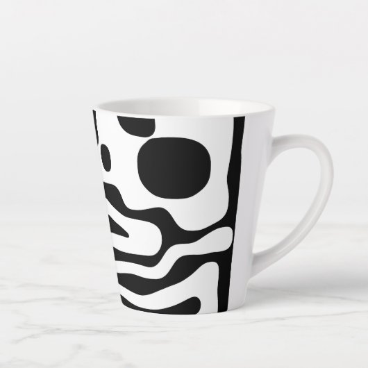 Visie Grip: Abstract Zwart & Wit Latte Mok (Rechts)