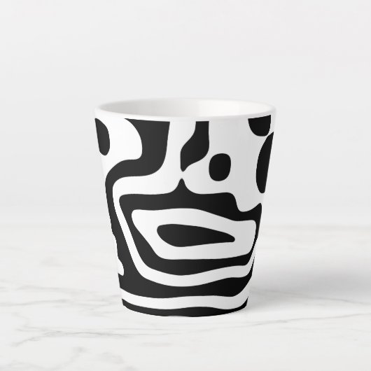 Visie Grip: Abstract Zwart & Wit Latte Mok (Voorkant)