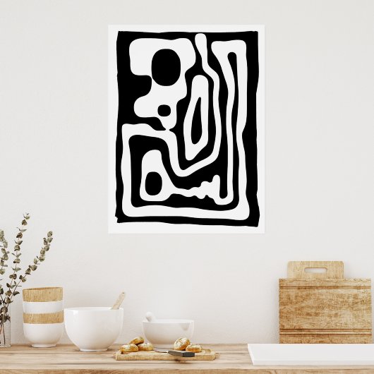 Visie Grip: Abstract Zwart & Wit Poster (Keuken)