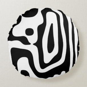 Visie Grip: Abstract Zwart & Wit Rond Kussen
