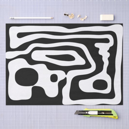 Visie Grip: Abstract Zwart & Wit Tissuepapier (Craft)