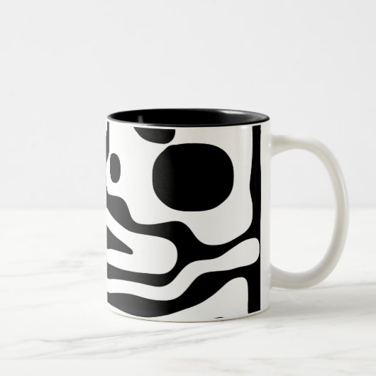 Visie Grip: Abstract Zwart & Wit Tweekleurige Koffiemok (Rechts)