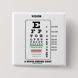 Visie op een nooit eindigend zicht (Snellen Chart) Vierkante Button 5,1 Cm