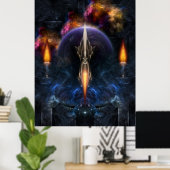 Visie op het Poster van de kunstwand van het vlieg (Thuiskantoor)