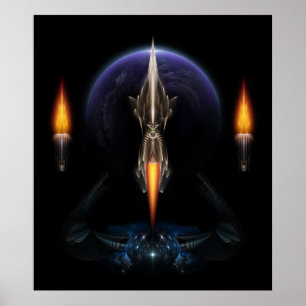 Visie op zwart, fractaal Poster van de kunstmuur