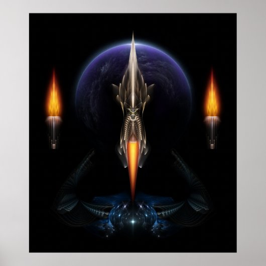 Visie op zwart, fractaal Poster van de kunstmuur (Voorkant)