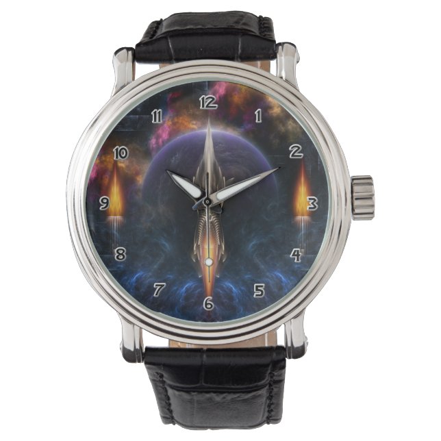 Visie van Flight Fractal Art Wrist Watch Horloge (Voorkant)