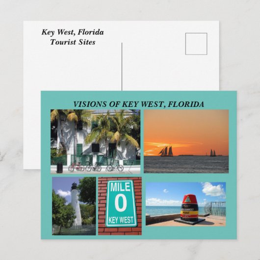 Visie van Key West, Florida Briefkaart (Voorkant / Achterkant)