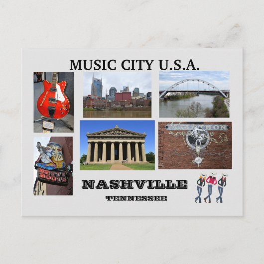 Visie van Nashville, Briefkaart Tennessee (Voorkant)