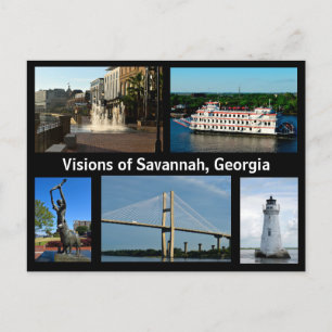 Visie van Savannah, Georgia Holiday Briefkaart
