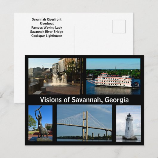 Visie van Savannah, Georgia Holiday Briefkaart (Voorkant / Achterkant)