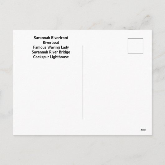 Visie van Savannah, Georgia Holiday Briefkaart (Achterkant)