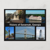 Visie van Savannah, Georgia Holiday Briefkaart (Voorkant)