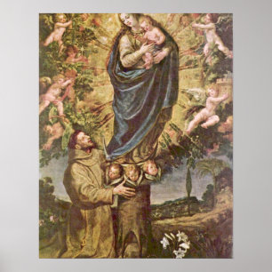 Visie van St. Francis door Vincenzo Carducci Poster