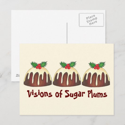 Visie van Sugar Plums-kerstplum Pudding Briefkaart (Voorkant / Achterkant)