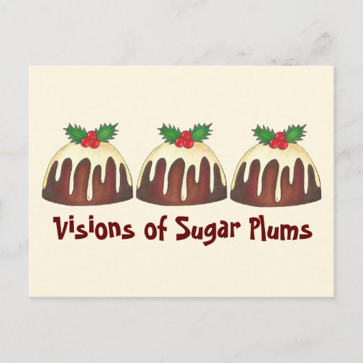 Visie van Sugar Plums-kerstplum Pudding Briefkaart (Voorkant)