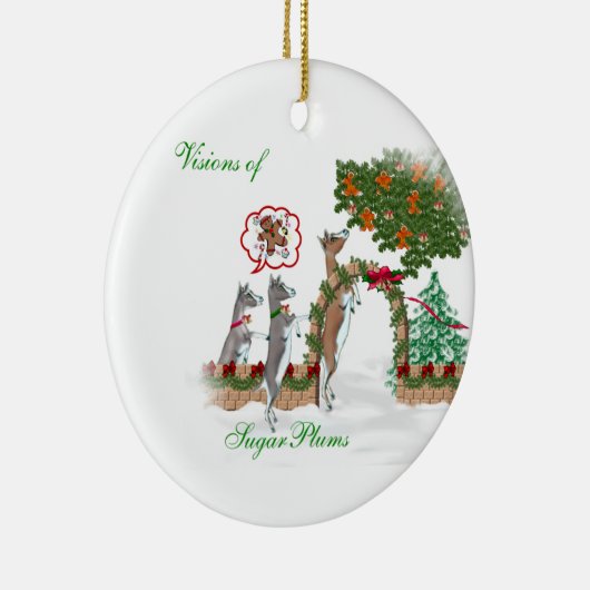 Visie van Suiker Plums-geit met kerstmis Keramisch Ornament (Rechts)