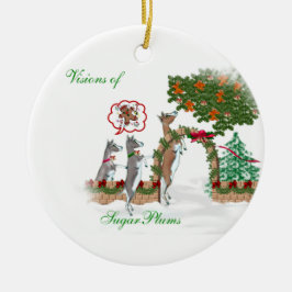 Visie van Suiker Plums-geit met kerstmis Keramisch Ornament