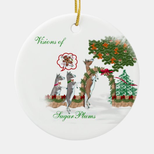 Visie van Suiker Plums-geit met kerstmis Keramisch Ornament (Voorkant)