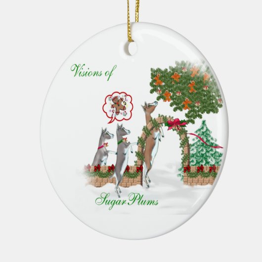 Visie van Suiker Plums-geit met kerstmis Keramisch Ornament (Links)