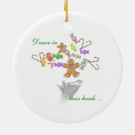 Visie van Suiker Plums-geit met kerstmis Keramisch Ornament (Achterkant)