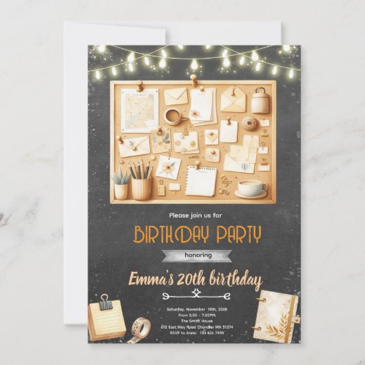 Visiebord verjaardagsfeest uitnodiging (Voorkant)