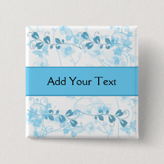 Visies van de vlinder in blauw vierkante button 5,1 cm