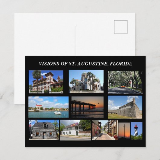 Visies van St. Augustine, Florida Briefkaart (Voorkant / Achterkant)