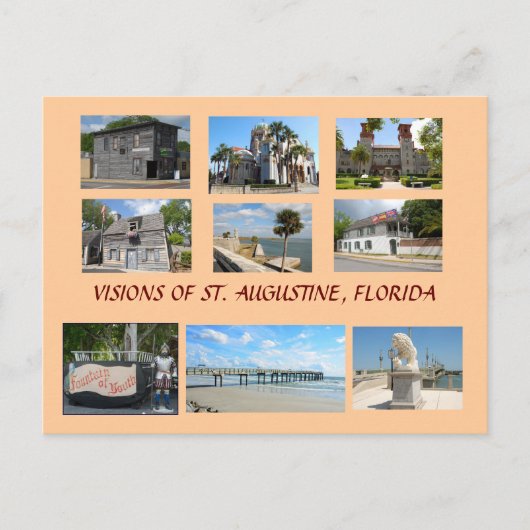 Visies van St. Augustine, Florida Briefkaart (Voorkant)