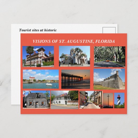 Visies van St. Augustine, Florida Briefkaart (Voorkant / Achterkant)
