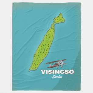 Visingsö Zweden vintage kaart reisposter. Fleece Deken