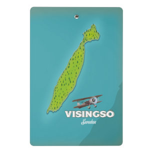 Visingsö Zweden vintage kaart reisposter. Mini Klembord
