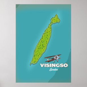 Visingsö Zweedse  kaart reisposter. Poster