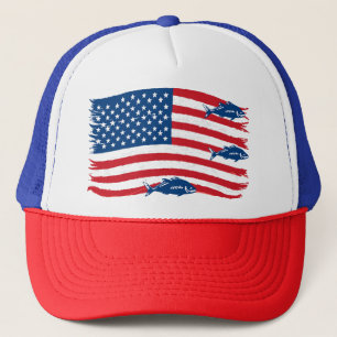Visintie stijl vissen Amerikaanse vlag rood blauw Trucker Pet
