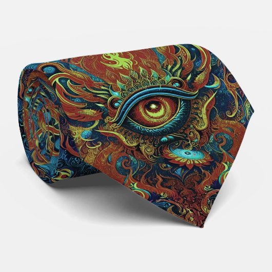 Visioenaire Vlammende Oog Spirituele Kunst Necksja Stropdas (Opgerold)