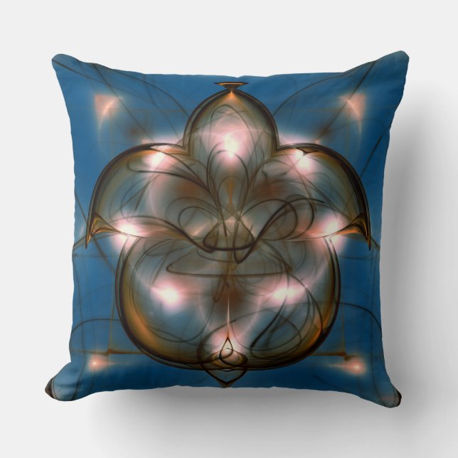 Visioenele blauwe decoratie kussen (Voorkant)