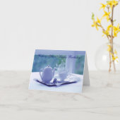 Visioenen van Blue Birthday Kaart (Gele Bloem)
