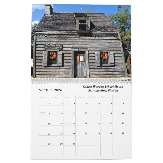 Visioenen van St. Augustine, Florida 2025 Kalender (Mar 2026)