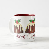Visioenen van Sugar Plums Pudding British Christma Tweekleurige Koffiemok (Voorkant links)