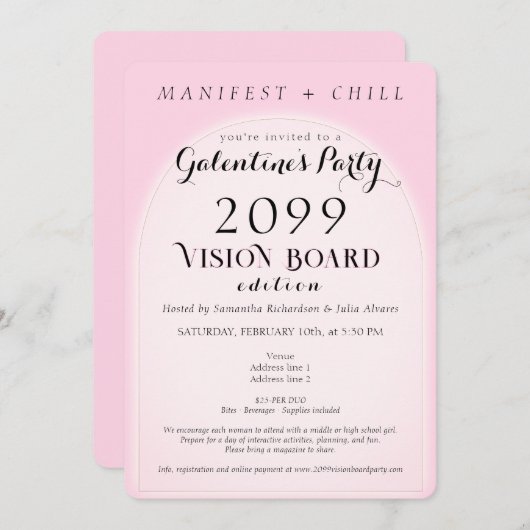 Vision Board Party Networking Galentine's Party Kaart (Voorkant / Achterkant)