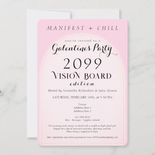 Vision Board Party Networking Galentine's Party Kaart (Voorkant)