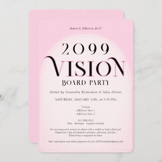 Vision Board Party Sorority Women Networking Event Kaart (Voorkant / Achterkant)